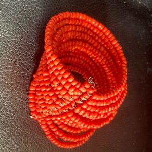 About Color Coral Beaded Stretch Cuff Bracelet